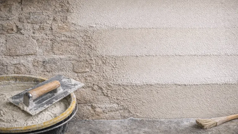 Application d’un enduit à la chaux sur mur en pierre avec gobetis, corps d’enduit et finition traditionnelle