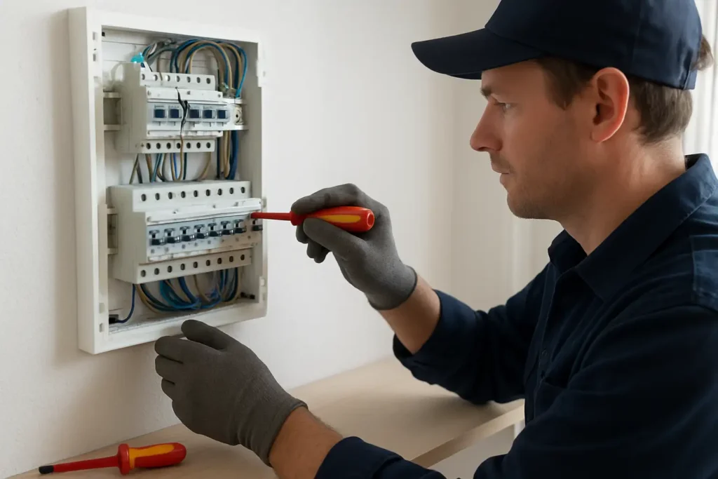 Tableau électrique résidentiel avec inter différentiel dans une maison