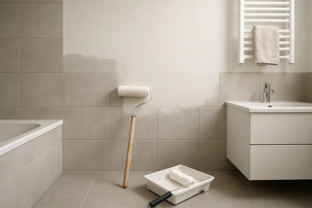 Rénovation d’une salle de bain avec peinture sur carrelage