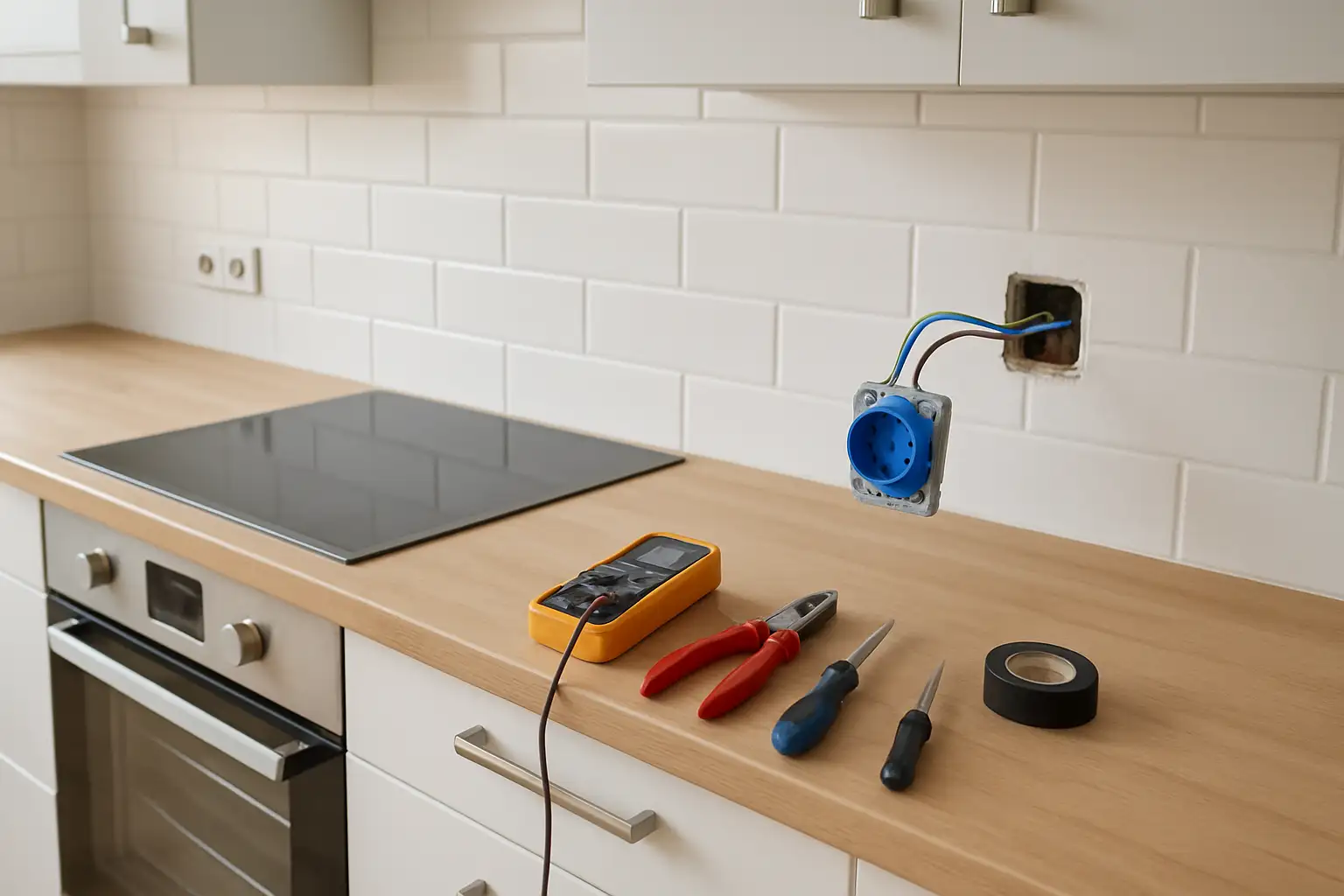 Installation d’une prise 32A dans une cuisine moderne