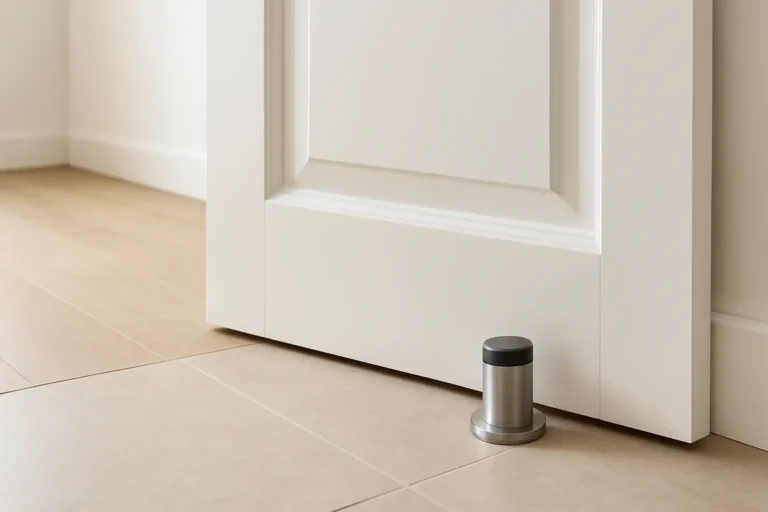 Butée de porte installée au sol dans un intérieur moderne pour protéger le mur