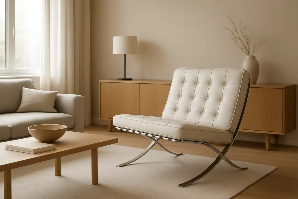 Fauteuil Barcelona dans un salon contemporain élégant en décoration