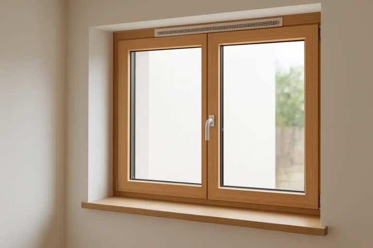 Grille d’aération sur une fenêtre de maison moderne lors d’un aménagement intérieur