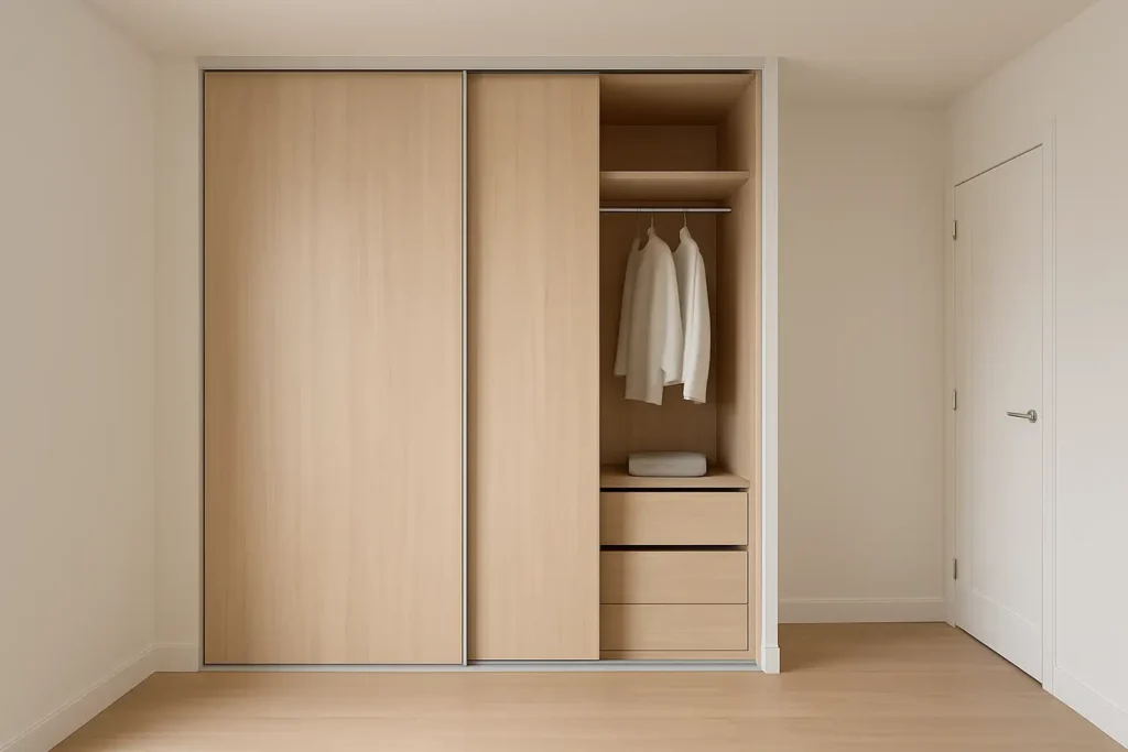 Porte de placard coulissante dans un intérieur de maison moderne