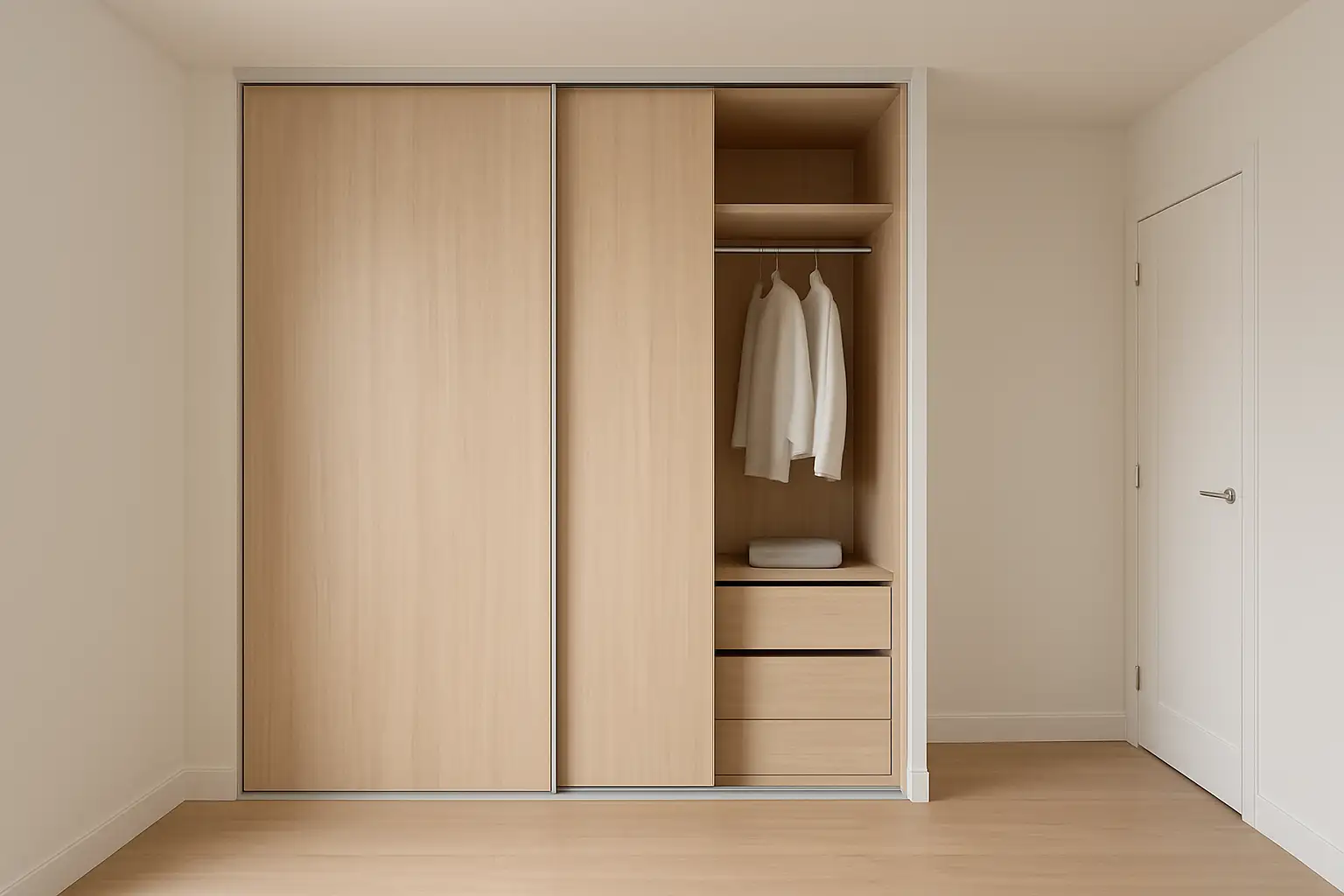 Porte de placard coulissante dans un intérieur de maison moderne