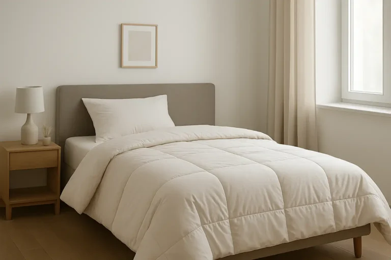 Couette une personne sur un lit simple dans une chambre moderne