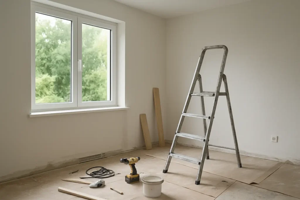 Fenêtre moderne avec système de ventilation intégré dans une pièce de maison