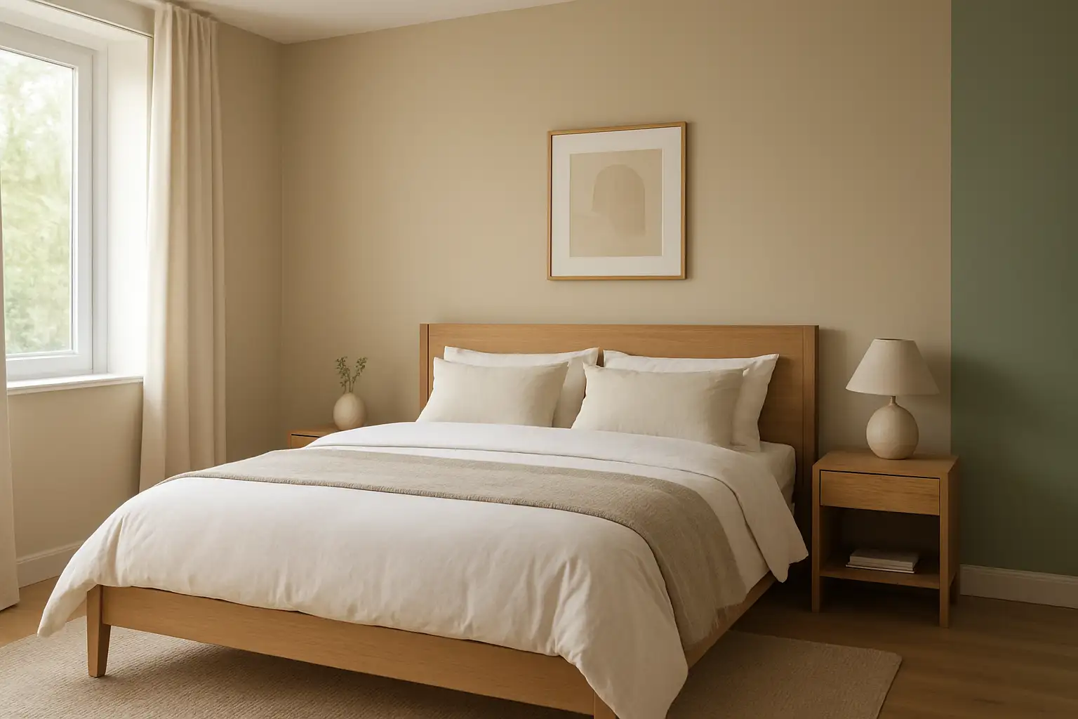 Chambre adulte moderne avec couleurs douces et ambiance apaisante