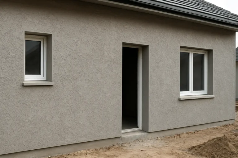 Façade de maison avec enduit gratté en finition