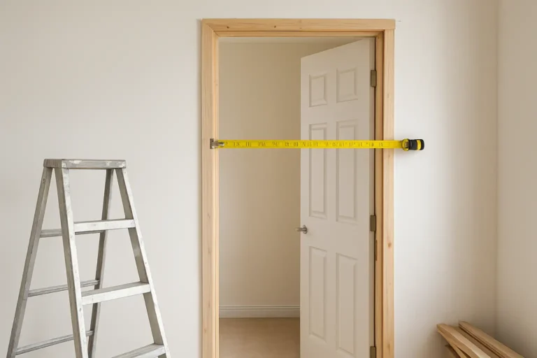 Ouverture de porte intérieure mesurée pour vérifier une hauteur de porte standard
