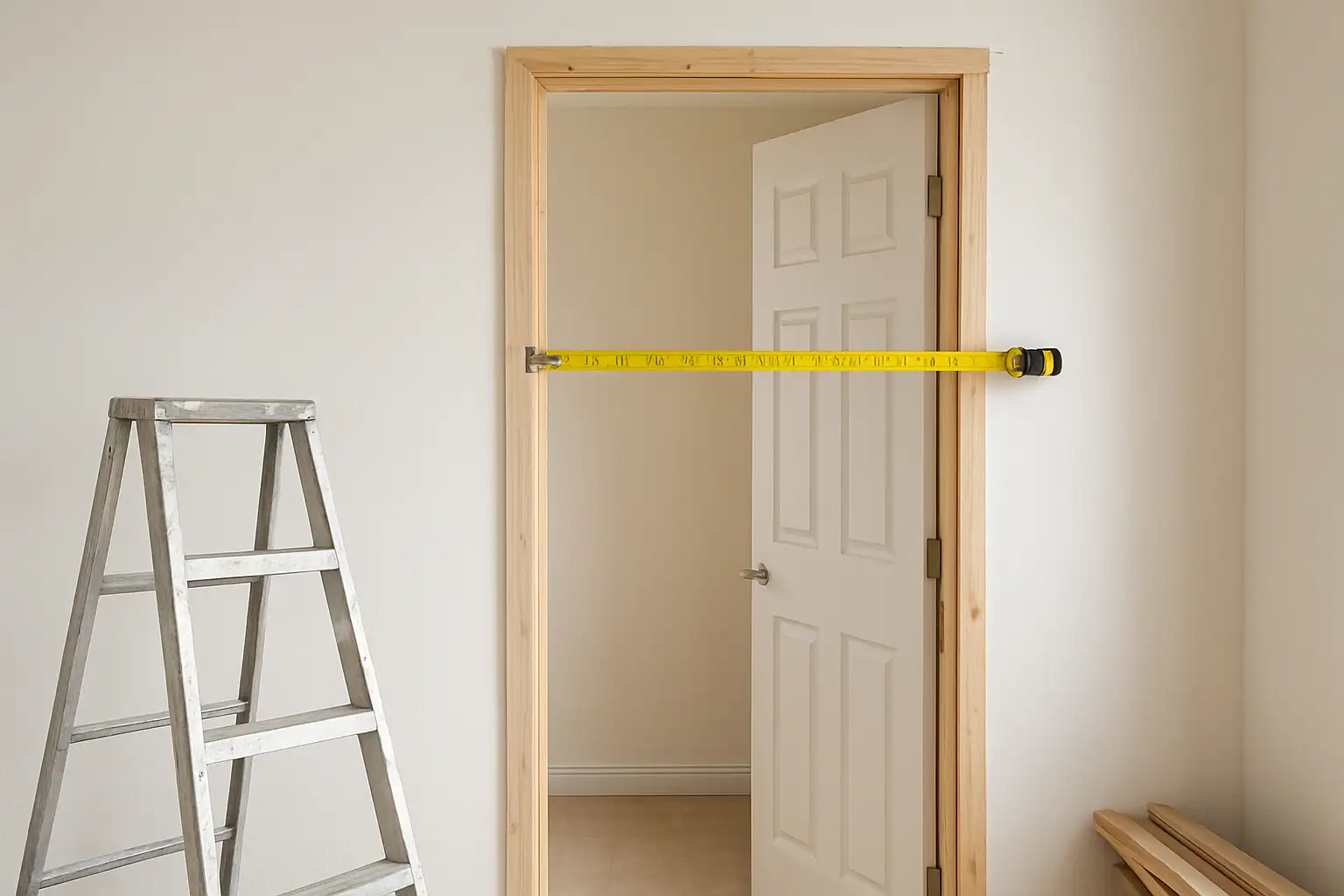 Ouverture de porte intérieure mesurée pour vérifier une hauteur de porte standard