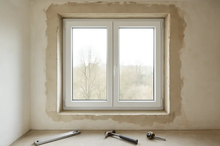 Fenêtre en PVC double vitrage avec pose dans une pièce en rénovation